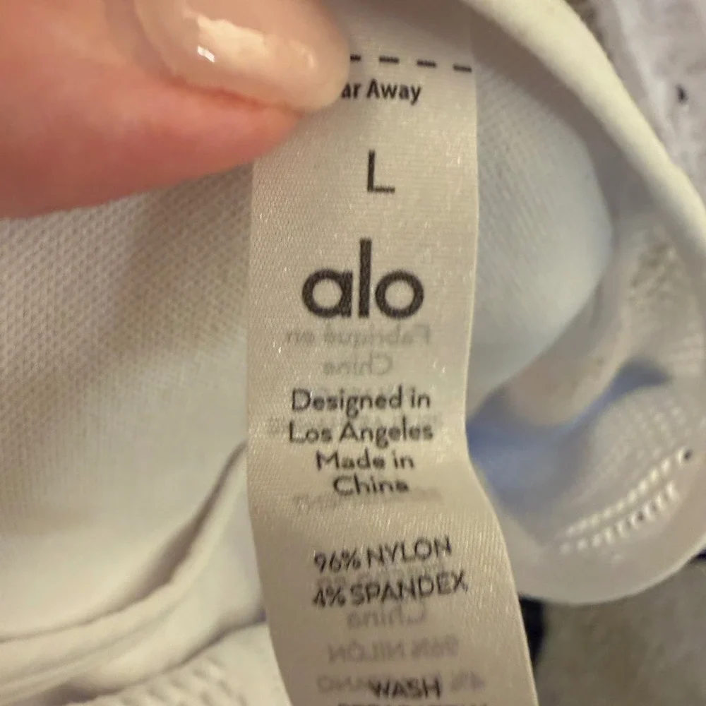 Alo Yoga Open Air Seamless Top Women Large White Mesh Long‎ Sleeve Crop Workout